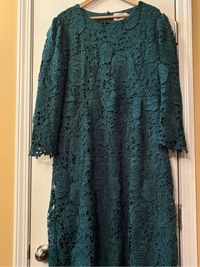 Dainty Jewells Emerald Green Long Sleeve Lace Lined Midi Dress. XXL